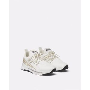 Versace Jeans Couture White & Gold Knit Low-Top Womens Sneakers